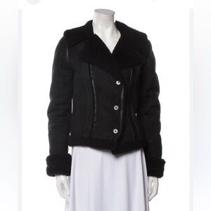 Joseph Black genuine Shearling motorcycle biker sheepskin leather Jacket 38